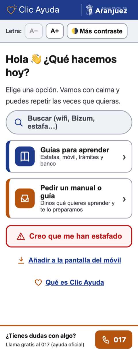 Ejemplo de Clic Ayuda con la marca de un ayuntamiento